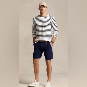 NWT Polo Ralph Lauren Cotton Stretch Classic Fit Chino Shorts Navy, Sz 38